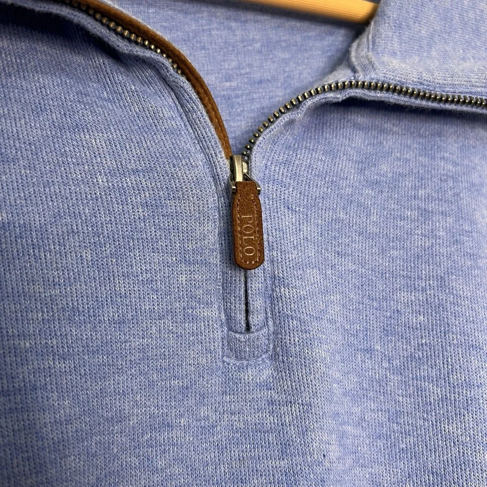 Polo Ralph Lauren Mens XXL Sweater Blue Estate Rib Pony 1/4 Zip Tight Rib Golf
